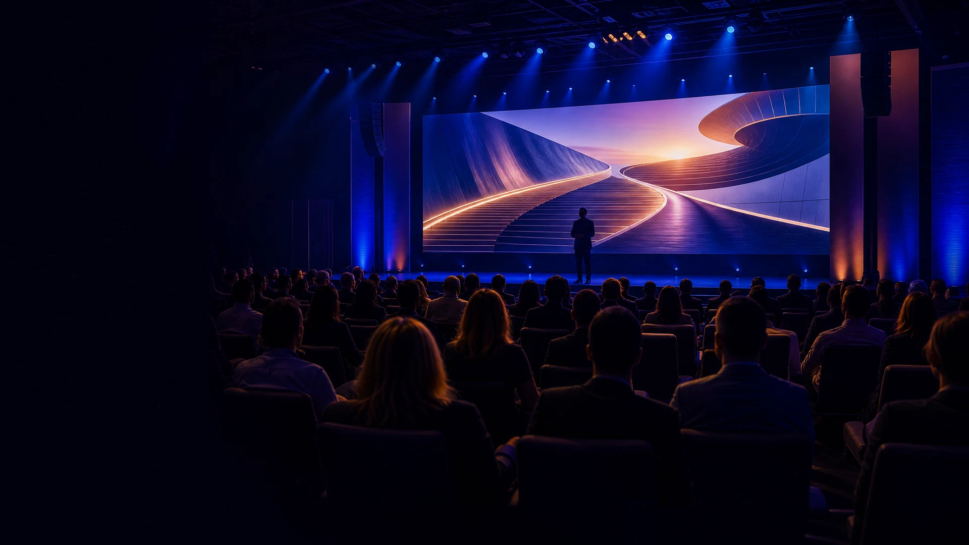 Modern leadership workshop with an anonymous presenter and professional audience